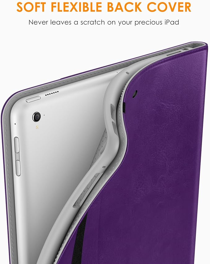 DTTO for iPad 9.7 Inch 5th/6th Generation 2018/2017 Case with Apple Pencil Holder, Premium Leather Folio Stand Cover Case for Apple iPad 9.7 inch, Also Fit iPad Pro 9.7/Air 2/Air - Dark Purple