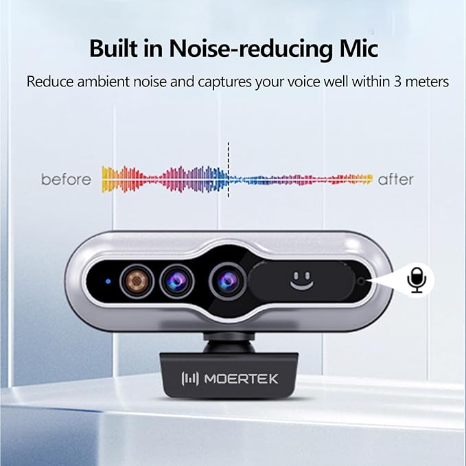 2K HD Webcam with Infrared Windows Hello Facial Recognition, Computer Camera, Privacy Cover, Noise Canceling Microphones, Laptop Webcam For Video Conferencing, Live, Streaming, Online Learning