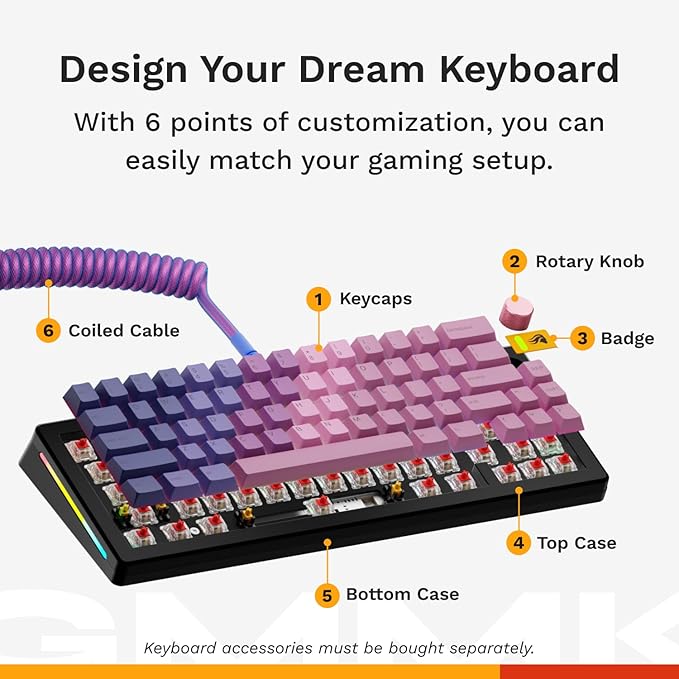 GLORIOUS Gaming - GMMK 3 Barebones Custom Gaming Keyboard Kit with Knob, 65% Compact Mechanical Keyboard, Modular Gasket System, Hotswappable MX, Sound Dampening Foam, Aluminum Switch Plate (Black)