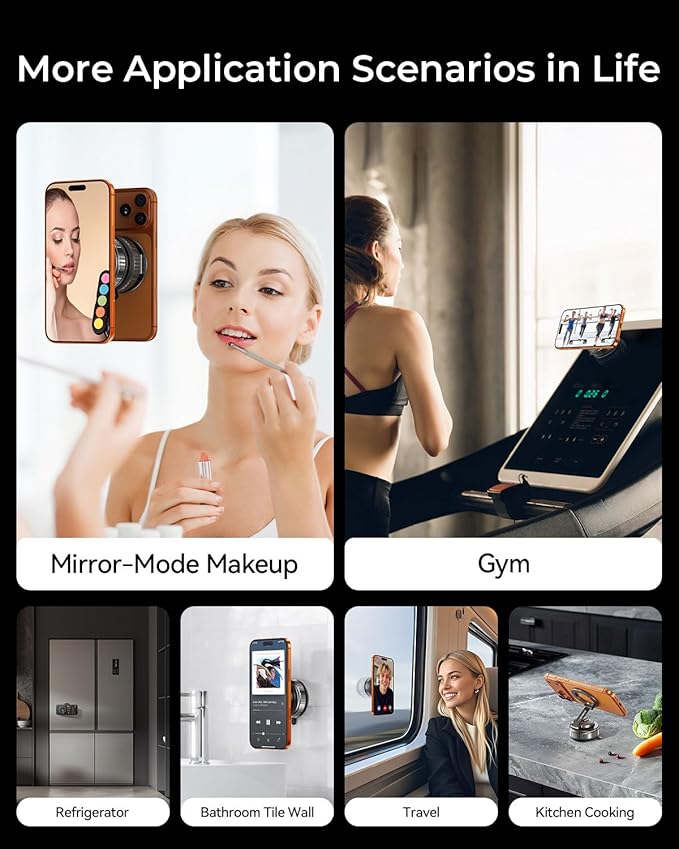 MRGLAS 2026 Upgraded 360° Rotation Vacuum Magnetic Phone Holder Stand,for Magsafe Suction Cup Phone Mount [109+LBS Strongest Suction & Magnetic] Adjustable Swivel Lock, for Your Car/Gym/Mirror/Kitchen