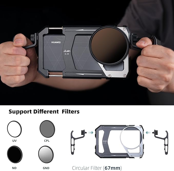 FocusFoto Universal Phone Cage with 67mm Variable Fader ND Filter, Smartphone Video Rig Kit with Dual Handles, Handheld Filmmaking Vlogging Case Stabilizer for Videomaker