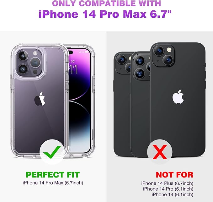 Diaclara Designed for iPhone 14 Pro Max Case, Full Body Rugged Case with Built-in Touch Sensitive Anti-Scratch Screen Protector, with Camera Lens Protector for iPhone 14 Pro Max 6.7" (Clear)