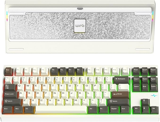 KEEBMONKEY WOBKEY Crush 80 Reboot CNC Aluminum 5-Second Quick-Release Triple-Mode Connectivity Mechanical Keyboard with Superior Acoustics (Pro White)