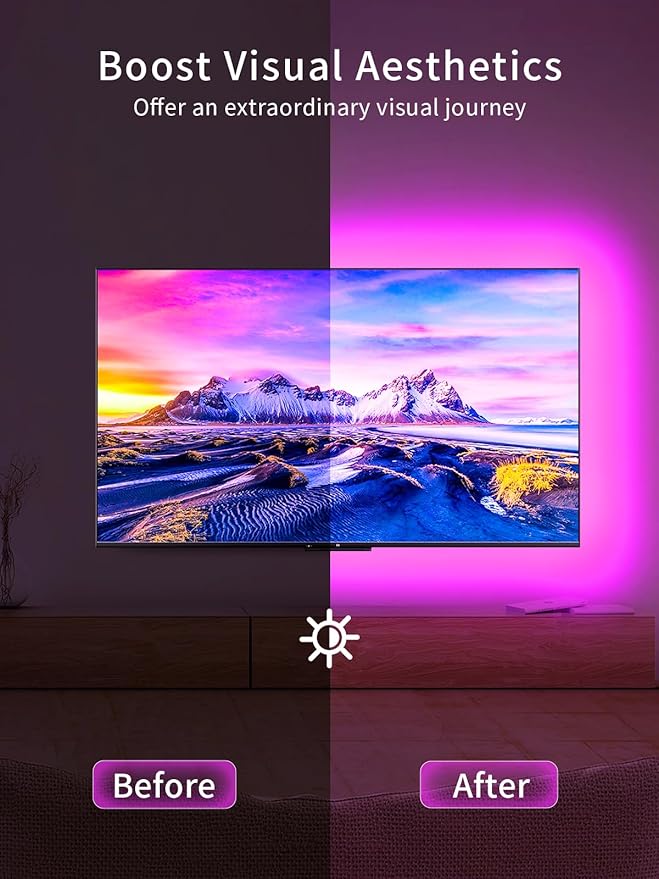KANTUTOE TV LED Backlight, 9.84ft LED Lights for 32-45 Inch TV, RGB TV Backlight with Remote, Music Sync Bluetooth APP Control Strip Lights USB Powered for Bedroom Gaming Room Decor