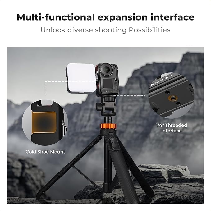 K&F CONCEPT Aluminum Alloy Camera Cage + Screen Protector Kit Compatible with DJI Osmo Action 6 Camera Accessories, Protective Cage Expansion Frame Case with Cold Shoe Mount for Tripod, Selfie Stick
