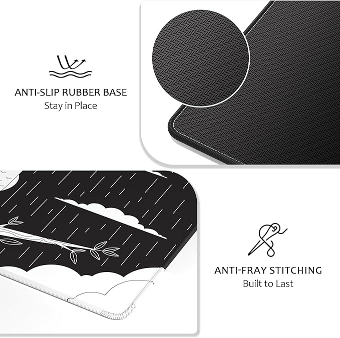 Auhoahsil Ultra Large Gaming Mousepad, XXL Extended Full Size Desktop Matt for Keyboard, Laptop & Computer, 35.5 x 15.7 in, Gothic Black White Owl