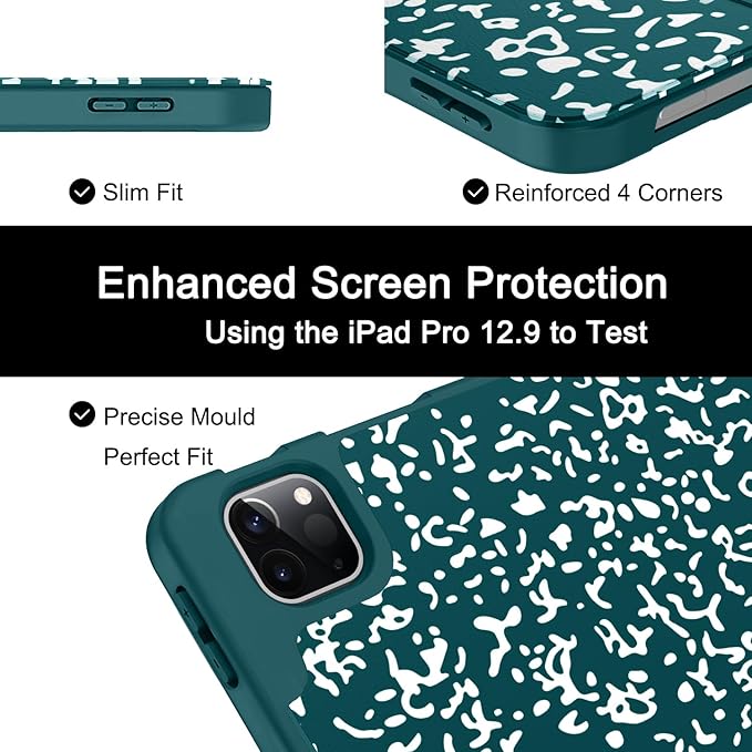 Soke Case for iPad Air 13 Inch (M4/M3/M2,2026-2024), iPad Pro 12.9" 6th/5th Generation with Pencil Holder(2021 2022 Release)-[Apple Pencil Charging + Auto Wake/Sleep] Soft Back Cover, Book Teal