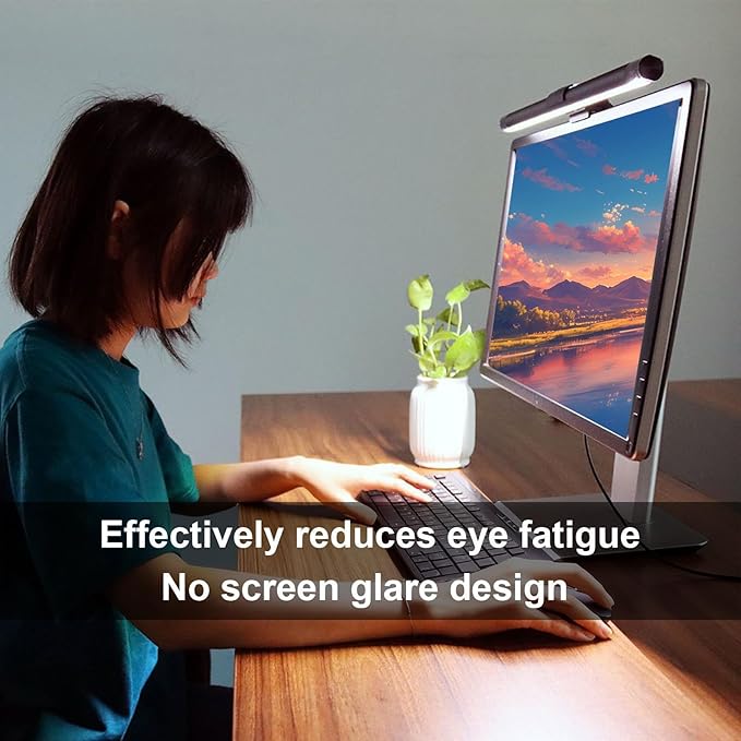 Monitor Light Bar Adjustable Lamp | 3-Color Adjustable Anti-Glare Screen Light for Computer Monitors—Ideal for Office, Home, Dorm, College, Workbench, Cubicle, and Desk Setups
