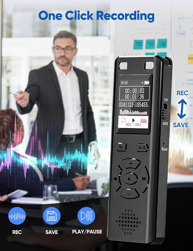 Voice Recorder - 128GB 9280 Hours Voice Activated Recorder Device with Playback, Noise Reduction, MP3 Player & Password - for Lectures, Meetings, Interviews