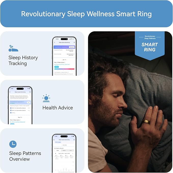 RingConn Gen 2, World’s First Smart Ring with Sleep Apnea Monitoring, No APP Subscription, 12-Day Battery Life, Stress/Heart Rate/Women's Health Tracker, Android & iOS Compatible (Rose Gold, Size 7)