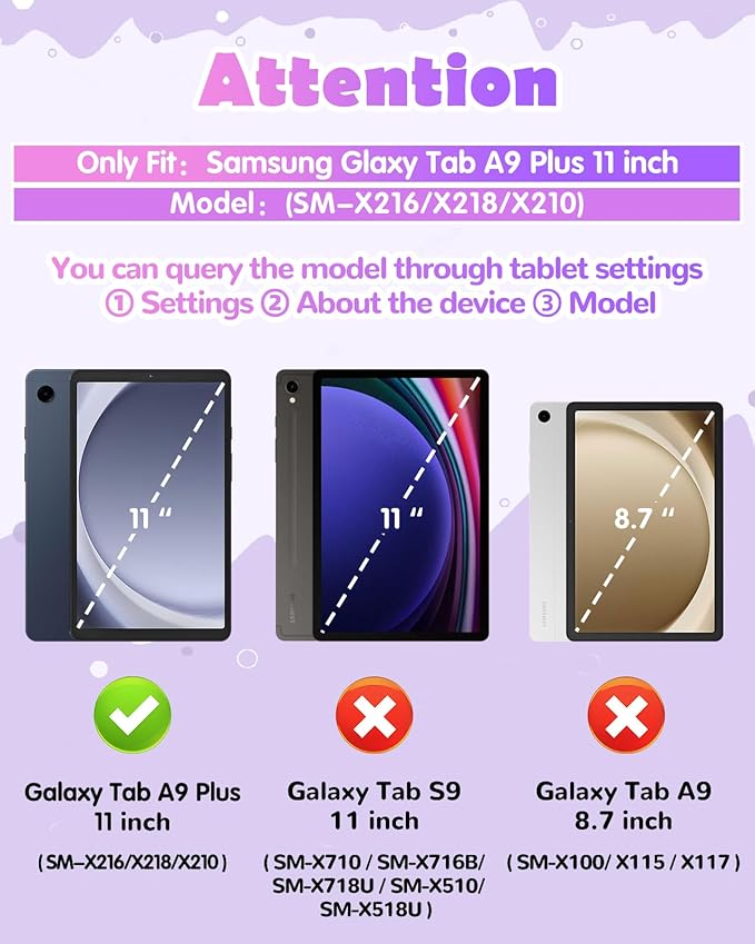 Boaretiu for Samsung Galaxy Tab A9 Plus Case - Cute Cartoon Unicorn Soft 3D Silicone Case with Strap & Rotating Stand for Girls Teens Tablet Cover for Samsung Tab A9+