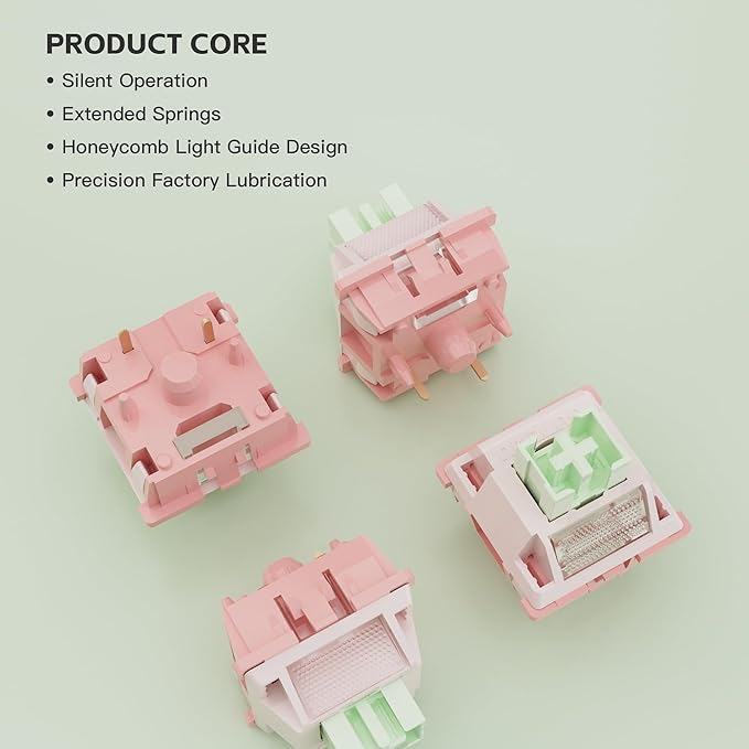 Zjmehty Outemu(Gaote) White Peach Silent Switches,40gf pre-Lubricated,dust-Proof Linear switches,Compatible with MX Mechanical Keyboards(108PCS)
