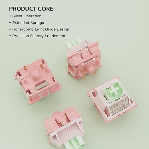 Outemu V3 White Peach Slient Pro Switches,5 Pin 40gf Mute Pre-lubed Dustproof Linear Switch,Suitable for MX Mechanical Gaming Keyboards(108Pcs)