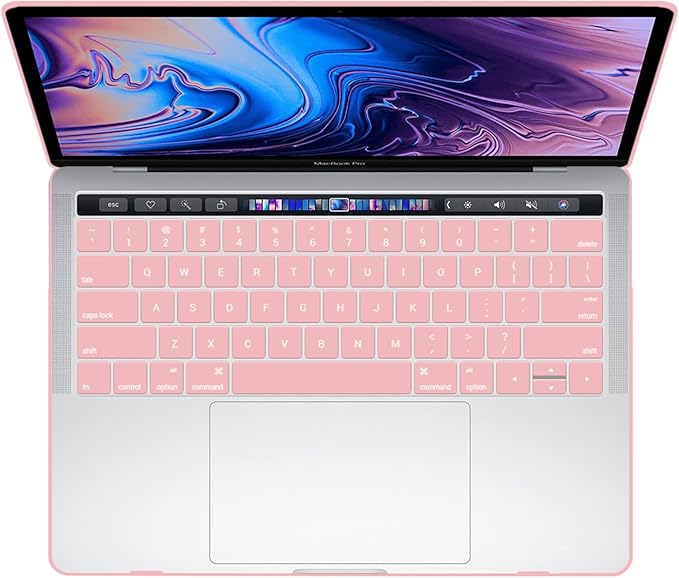 IBENZER Compatible with MacBook Pro 15 Inch Case 2019 2018 2017 2016 A1990 A1707, Hard Shell Case with Keyboard Cover & Type C Adapter for Mac Pro 15 Touch Bar, Rose Quartz, T15-RQ+1TC