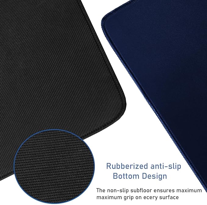 Large Gaming Mouse Pad with Stitched Edges, 47.3 X 23.6 in Desk Pad Durable Non-Slip Natural Rubber Base, Waterproof Computer Keyboard Mat for Esports Pros, Gamer, Desktop, Blue