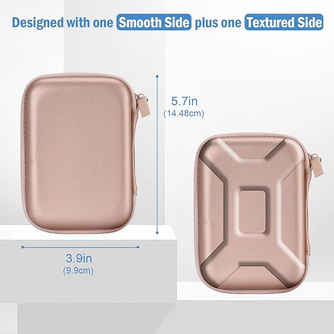 ProCase Hard Drive Case for Canvio Basics Western Digital WD Elements My Passport Seagate Portable Backup Plus Slim 1TB 2TB 3TB 4TB USB 3.0, 2.5”, Samsung T9 Portable External Hard Drive Case-Rosegold