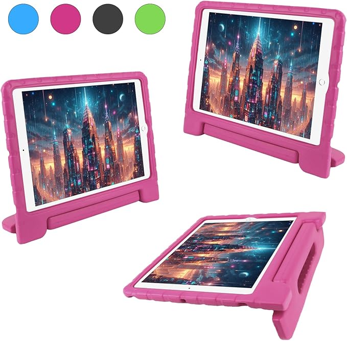 Kids Case for iPad Pro 12.9 2017(2nd Gen)/2015(1st Gen) with Pencil Holder and Handle Stand, EVA Rugged Cover Compatible with iPad Pro 12.9-inch for Child Boys Girls Toddlers(Rose Red)