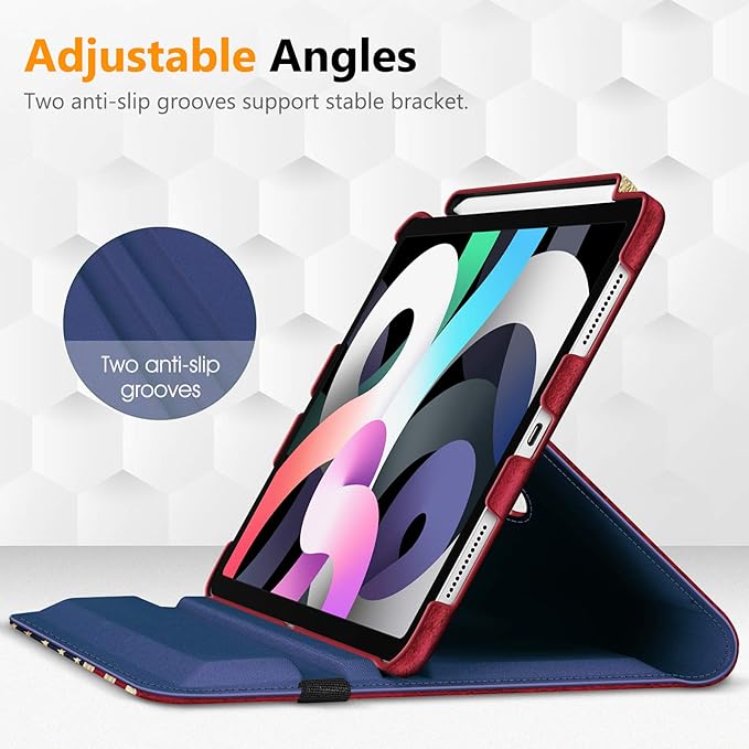 Fintie Rotating Case for iPad Air 11-inch M4/M3/M2 (2026/2025/2024), iPad Air 5th (2022) / 4th Generation 10.9 Inch - 360 Degree Rotating Protective Stand Cover with Pencil Holder, US Flag