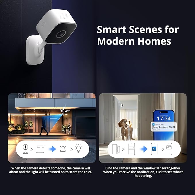 SONOFF Smart Security Camera, CAM-S2 Indoor HD Dog-Camera, Motion Detection for Baby and Pet Monitor