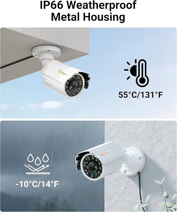 Anlapus 2 Pack 1080P HD Security Cameras, 80ft Night Vision, IP66 Weatherproof, 2MP Outdoor Indoor Home Surveillance CCTV Bullet Camera for 1080P/5MP/4K Analog DVR Systems