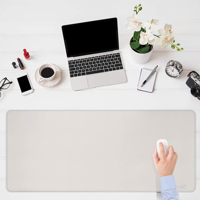 CENNBIE 47.2" x 19.6" Leather Desk mat, Desk mats on top of desks,Perfect Desk Mate for Office and Home(Cream)