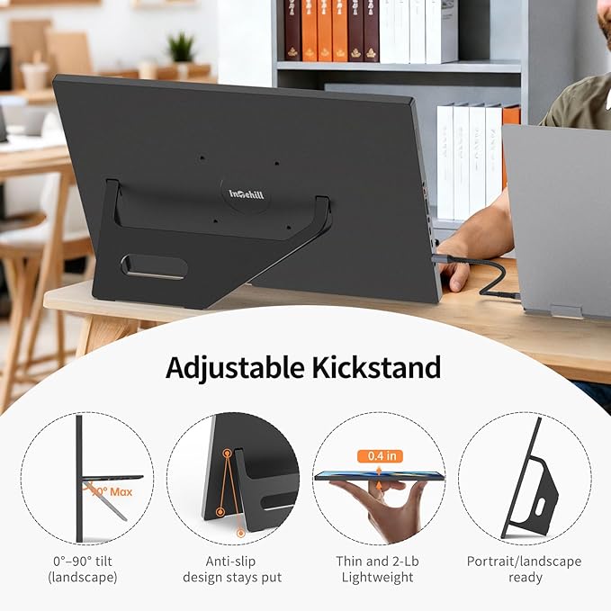Intehill 16" 120Hz Touchscreen Portable Monitor, Portable Gaming Monitor w/Stand & Speakers, 16:10 Display with Full Laminated Tempered Glass, Touch Screen Travel Monitor for Laptop, T16PB (Black)