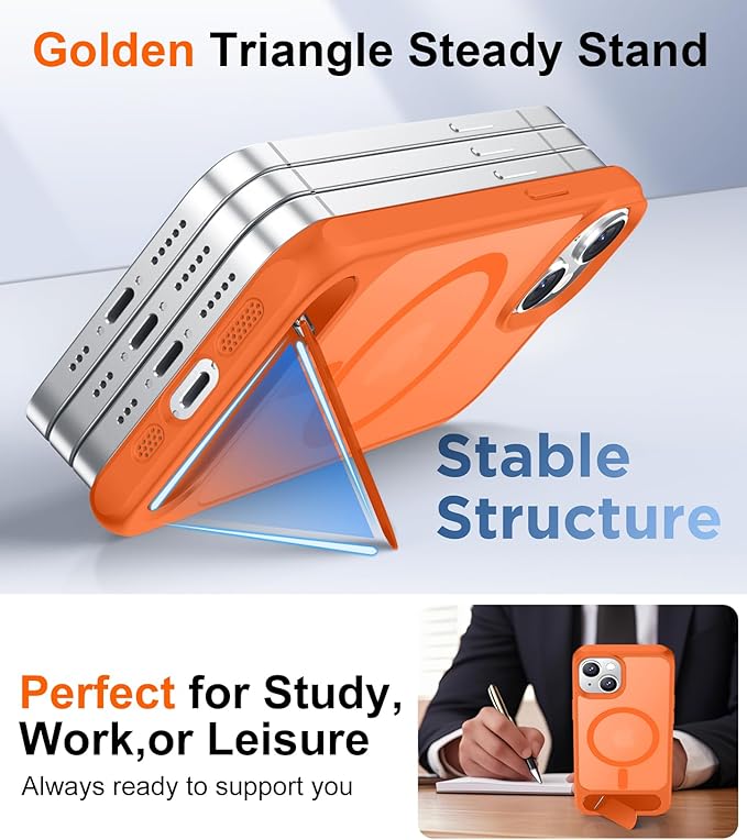 Magnetic Compatible with iPhone 15 Case, [Built-in Invisible Kickstand][Compatible with MagSafe] [Military Grade Shockproof] Slim Translucent Matte Phone Case for iPhone 15 6.1"