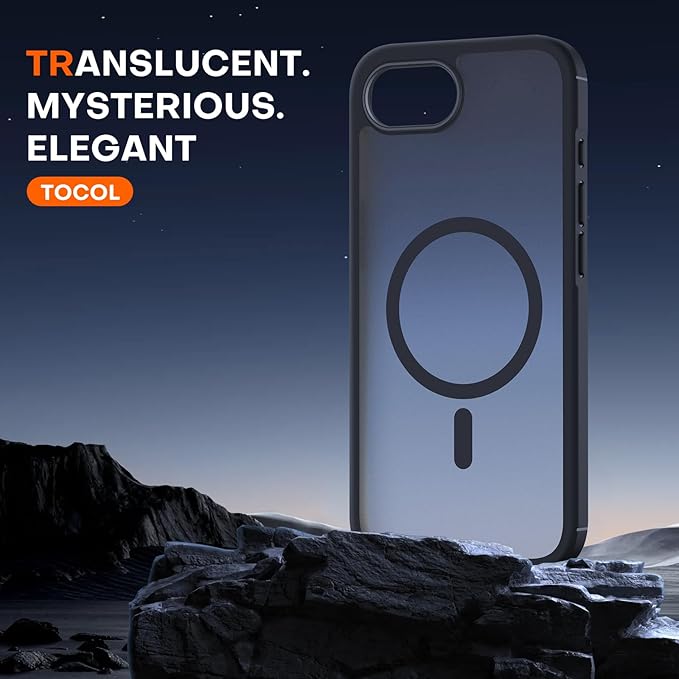TOCOL for iPhone 17e Case, Compatible with Magsafe, Military Drop Protection, Slim Translucent Matte Shockproof for iPhone 17 e Case 6.1 inch (Black)
