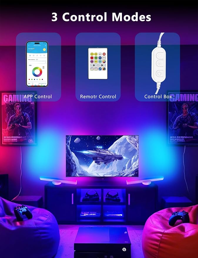 DAYBETTER RGB Light Bar, Gaming Light Bars with Multiple Placement Options, Smart LED Light Bars with Music Sync and Scene Modes, Led Light Bar for Room, TV, Monitor, PC Gaming Desk Decor