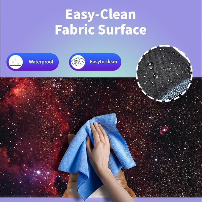 Large Gaming Mouse Pad (31.5" x 15.8") - Cute Space Cat Lovely Galaxy Kitten Screaming in Space, Extra XXL Extended Office Accessories, Premium Stitched Anti-Slip Desk Mat