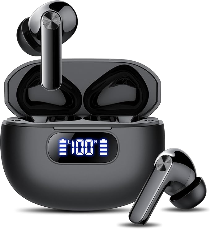 Wireless Earbuds, Bluetooth 5.3 Headphones LED Power Display, 2026 New Wireless Earphones, 4 ENC Noise Cancelling Mic, HiFi Stereo, 48H Playtime Mini Case IP7 Waterproof for Sport Walk