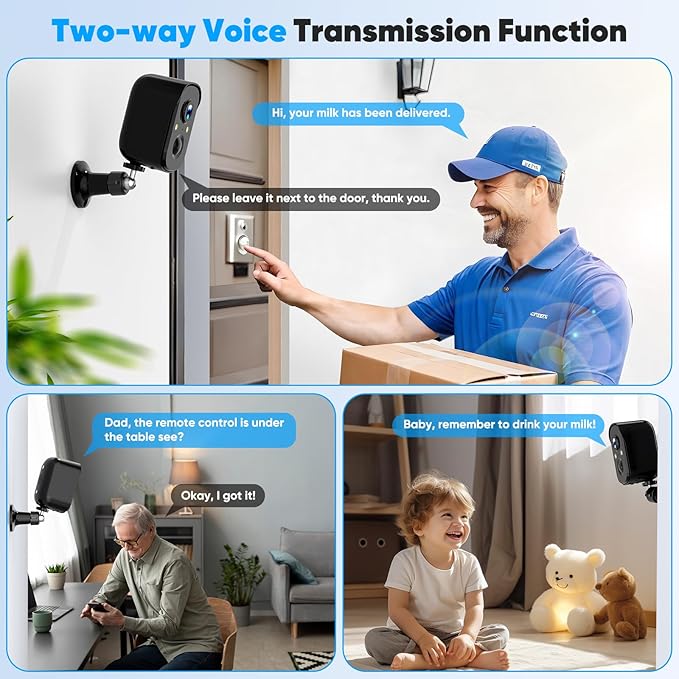 Solar Security Cameras Wireless Outdoor,2K Solar Camera Wireless for Home, 2.4GHz WiFi,Color Night Vision,Two-Way Talk,IP66 Waterproof,Two Spotlights,Cloud/SD(2 Packs,White)