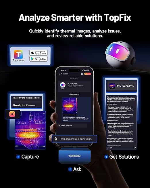 TOPDON TC001 Max Dual-Lens Thermal Camera, Compatible with Any USB-C iPhone, iPad & Android Device, 512 x 384 Super Resolution, 256 x 192 IR Resolution Thermal Imager, -4°F~1022°F Temp Range- Blue