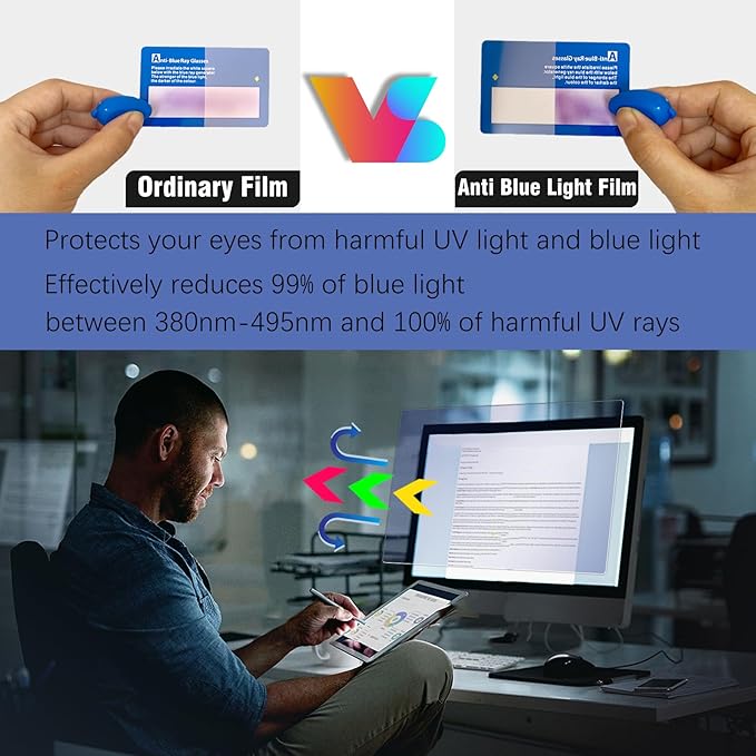 KEANBOLL Anti Blue Light Screen Protector Panel for 24 Inches Computer Monitor Blue Light Blocking Filter Anti Glare Shield for Desktop Computer - (Removable,No Need to Stick)