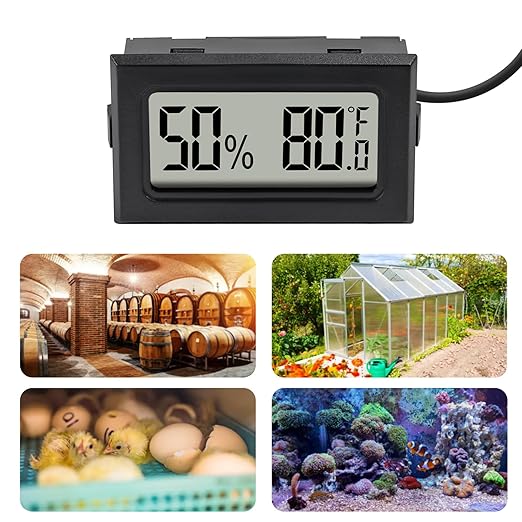 1Pcs Mini Digital Thermometer Hygrometer Gauge with Probe Sensor LCD Display Meter Indoor Temperature Humidity Fahrenheit Meter for Incubator Reptile Plant Tank Garden ℉