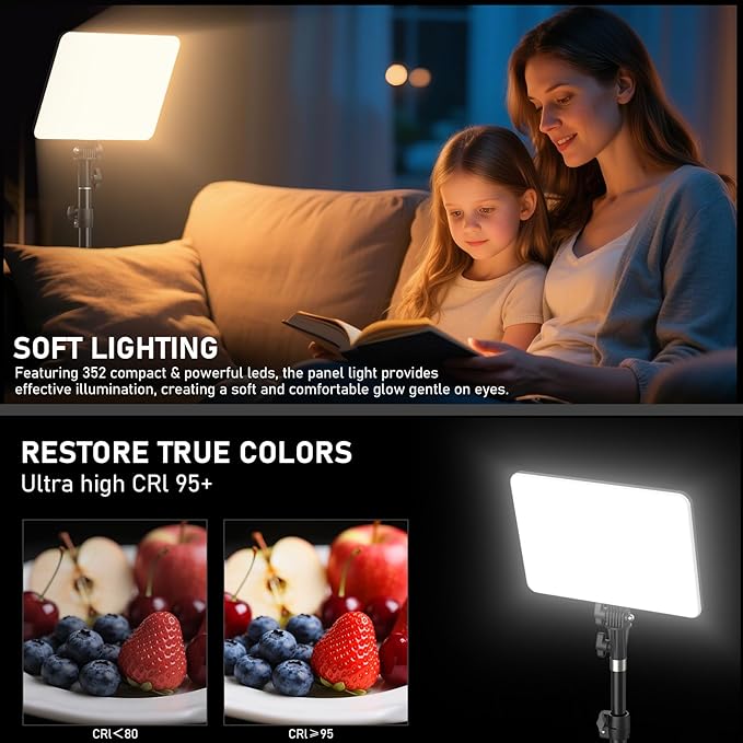 30W Upgraded Photography Lighting Kit, Anautin 1-Pack LED Video Lighting for Video Recording, 3700Lux Studio Lights with Tripod Stand for Photography, Streaming, Gaming, Podcast, Filming, Vlogging