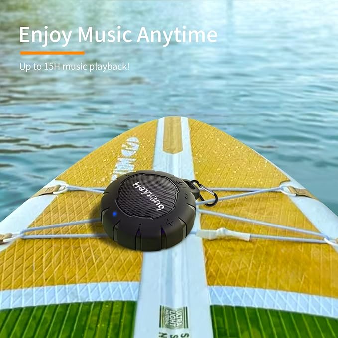 HEYSONG Waterproof Shower Speaker, Durable & Lightweight Portable with HD Sound, Stereo Pairing, Wireless Outdoor for Pool, Beach, Hiking, Kayaking, Gift for Men, Women