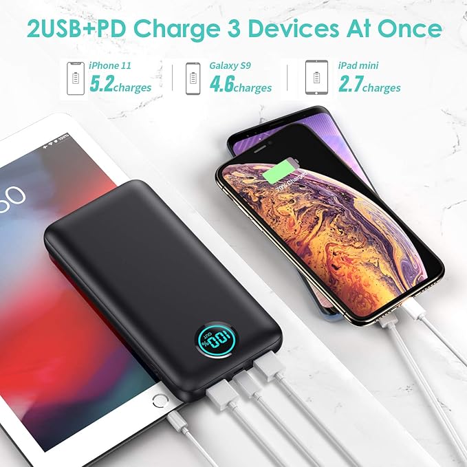 Portable Charger 30,800mAh PowerBank with 3 Output, 25W PD Fast Charging +QC 4.0 Quick Phone Charging Power Bank,Travel Essential Phone Charger Battery Pack for iPhone 17/16/15 Android Galaxy etc