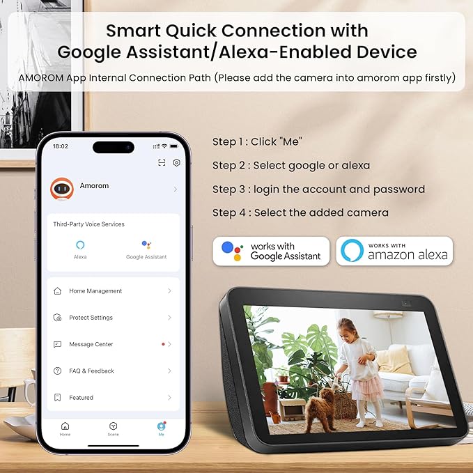 Indoor Security Camera with 360 Monitor, Home Cameras with 2-Way Audio, Night Vision, Motion Detection, Phone App, Cloud & SD Card Storage, Work with Alexa/Google, 2.4GHz WiFi and Bluetooth, 4 Pack