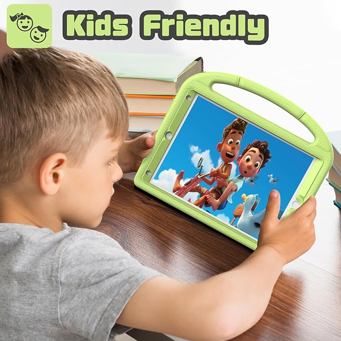 YIHE Kids Case for iPad 9th/8th/7th Generation, iPad Pro 10.5 & Air 3, Shockproof Protective Cover with Handle Stand & Screen Protector for 10.2/10.5 Inch iPads, Light Green