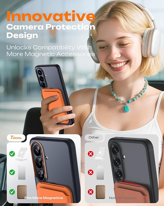 TOCOL for Samsung Galaxy S26 Case, Compatible with Magsafe, Full Camera Protection, Built-in Magnetic, Drop Protection, Translucent Matte Phone Case for S26 6.3 inch (Black)