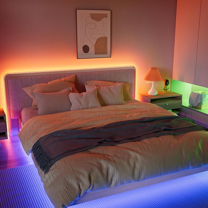 MIWISE RGB COB LED Strip Light, UL-Listed Music Sync Color Changing Dimmable Super Bright LED Lights, Multicolor Flexible Tape Light with RF Remote/App Control, for Bedroom, Party DIY Decor, 32.8ft