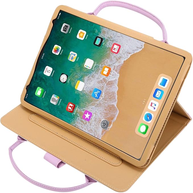 Handbag Case for iPad Pro 13" (M5/M4) 2025/2024, Air 13" M2 M3, iPad Pro 12.9-inch 2018-2022, Techcircle Cute Bowknot Pocket Wallet Design Folio Stand PU Leather Carrying Case, Auto Sleep/Wake, Pink