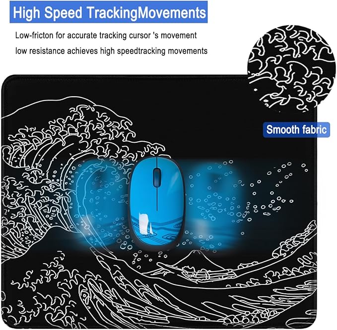 Mouse Pad, Large Gaming Mouse Pad with Double Stitched Edges, 14.9 x 11.7 inches Premium-Textured & Waterproof Mousepad, Nonslip Natural Rubber Base Mouse pad for Laptop,Computer, Office, Wave
