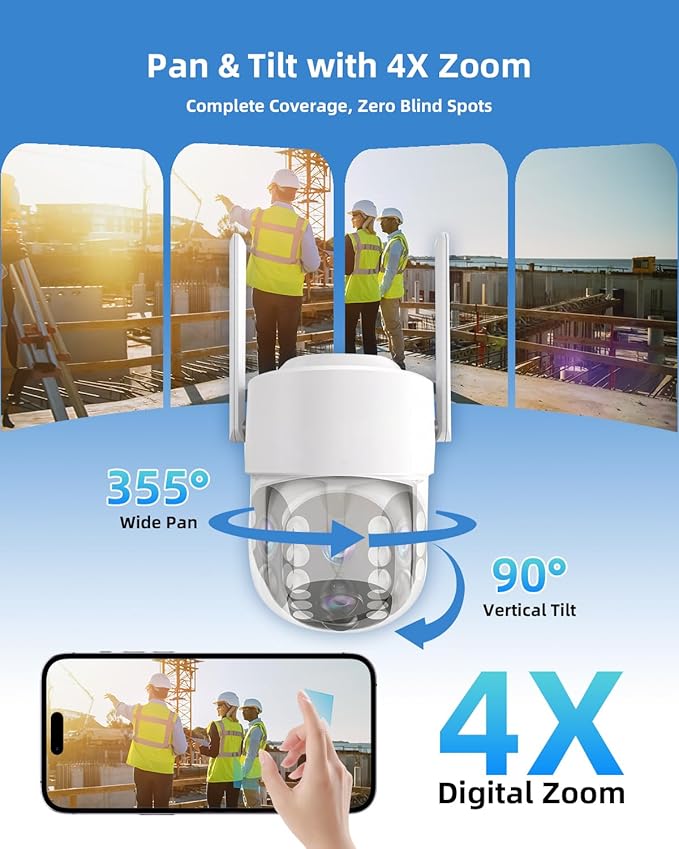 Ameyes 4MP 4G LTE Cellular Security Cameras Wireless Outdoor, Solar Cameras for Home Security 32GB SD Card & SIM Card, Night Vision, PT 360 Camera, 2-Way Audio, Motion Detect, No WiFi & Wire (White)