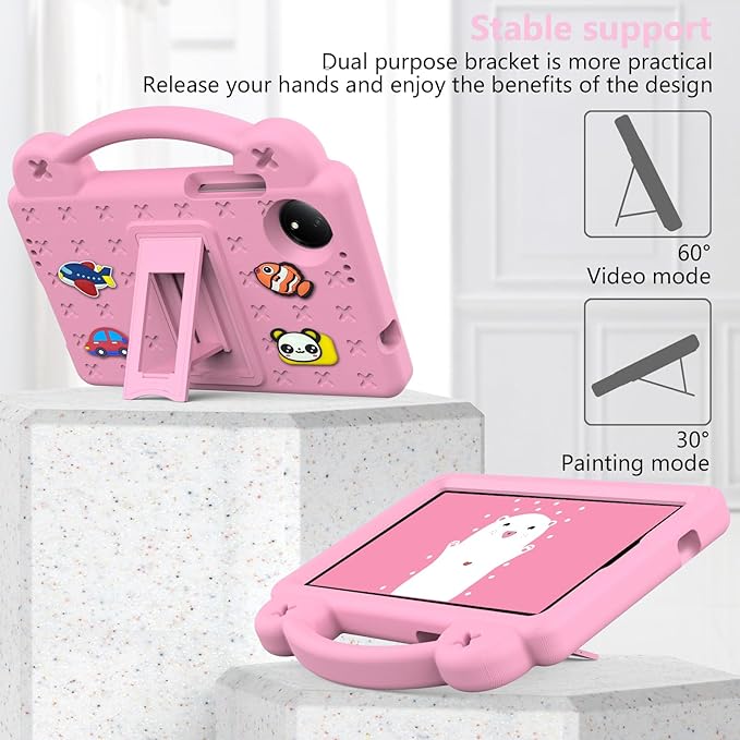 AKABEILA Compatible with Xiaomi Redmi Pad SE 8.7 4G 2024 Tablet Case, Lightweight Shockproof Protective Case with Shoulder Strap & Stand Handle & Pen Tray Pink