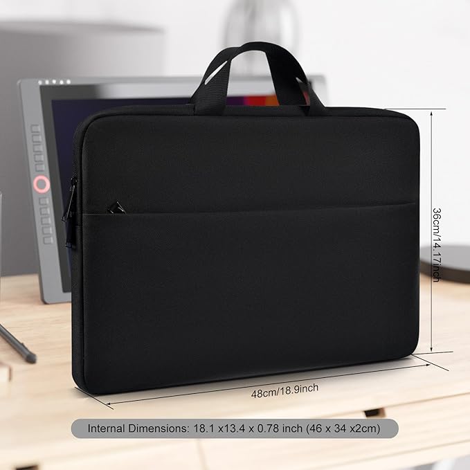 Drawing Carrying Tablet Sleeve Case for XPPen Artist 15.6 Pro V2, XPPen Artist Pro 19, HUION KAMVAS Pro 19, Shockproof-Padded Bag with Accessory Pocket & Handle, Black