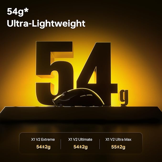 ATK Blazing Sky X1 V2 Wireless Gaming Mouse, 55g Lightweight, PAW3395Ultra Sensor, Nordic 54L15 MCU, Mechanical Switches, New Nano 8K Dongle, Tri-Mode 2.4G/Bluetooth/Wired (Ultra Max, Black)