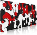 Red Black White Mouse Pad Anime Cool Geometric Japanese Extended Desk Mat 90X40 CM Non-Slip Rubber Base Stitched Edge Large XXL Mousepad for Gaming Laptop Computer Desktop 35.4×15.7 Inch