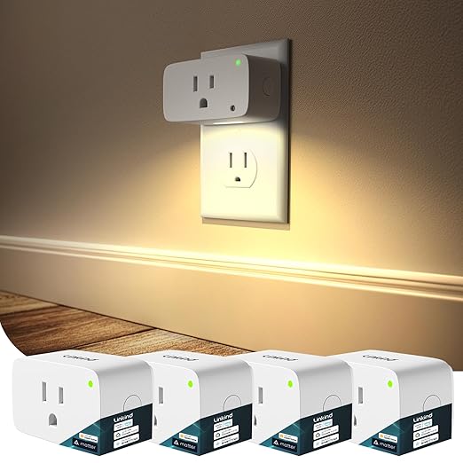 Matter Smart Plug 2pack Bundle with Matter Smart Plug with Night Light 4pack (Compatible with Alexa, Apple Home, Google, Smart Outlet 15A/1800W Max, 2700K Soft White, Plug into Wall, Timer&Schedule)